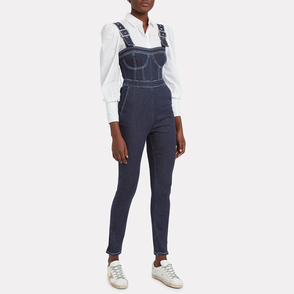 Women's Black Denim Jumpsuit - Picture 3 of 8